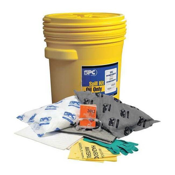 Spill Kit, 15 gal Volume Absorbed per Kit, 20 gal Capacity, Drum, Yellow