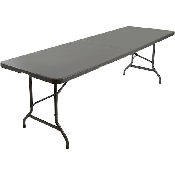 IndestrucTable Classic Bi-Fold Folding Table, Charcoal Top and Frame, 30 in W x 60 in L x 29 in H