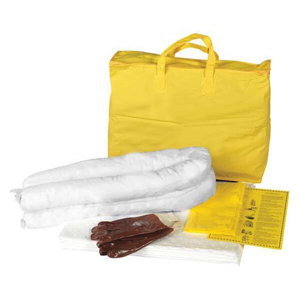 Spill Kit, 5 gal Volume Absorbed per Kit, 5 gal Capacity, Bag, Yellow
