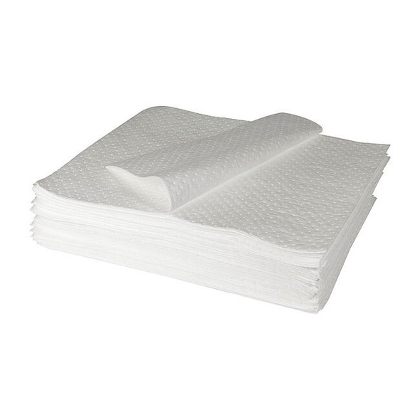 Condor Sorbent Pad, 41 gal, 30 in x 30 in, Oil, White, 50 PK 436M88
