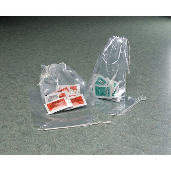 Reclosable Bag, Drawstring, 18 in L, 12 in W, 2 mil Thick, Low Density Polyethylene (LDPE), Clear