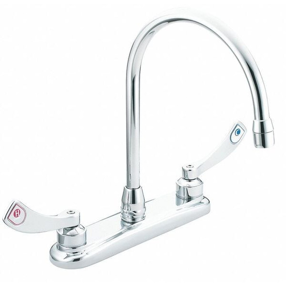Moen Commercial Gooseneck Kitchen/Bathroom Faucet, Manual, 4" Mount, 3 Hole 8289
