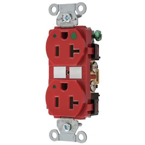 Hubbell Wiring Device-Kellems Receptacle,Red,20 A,2P3W,Back; Side,1PK 8300REDL