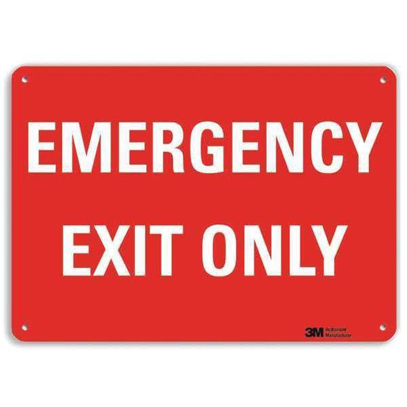 No Header, Emergency Exit Only, 14" W x 10" H, Rectangle, Recycled Aluminum
