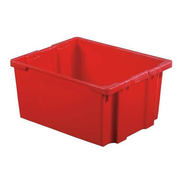 Hang & Stack Storage Bin, Plastic, Red, 15 1/8 in H, 24 in W, 30 1/8 in L
