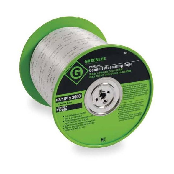 Greenlee Measuring Tape,Conduit,3000 Ft x 3/16 In 435