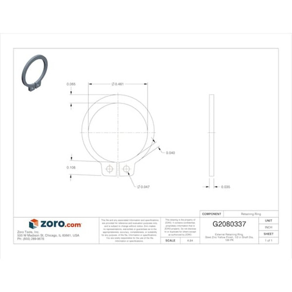 Rotor Clip External Retaining Ring, Steel, Zinc Yellow Finish, 100 PK SH-50ST ZD