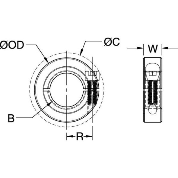 Ruland Shaft Collar, Threaded, 1Pc, 3-8-16 In, SS TCL-6-16-SS