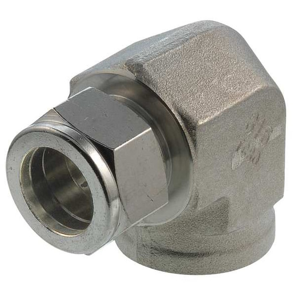 Parker 3/8" x 1/4" A-LOK x FNPT SS Female 90 Degree Elbow 4FEL6N-316