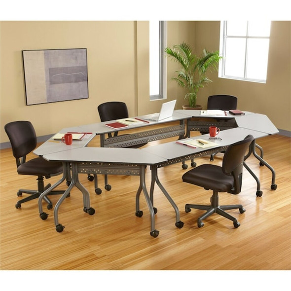 OfficeWorks Mobile Training Table, Gray Top, Charcoal Frame, 18 in W x 60 in L  68057