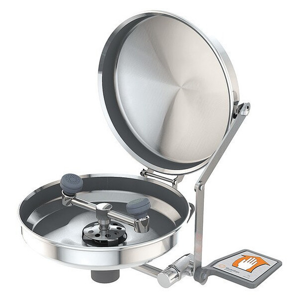 Plumbed Eyewash, Wall Mount, Plumbed, 9 in H., 15 2/3 in W