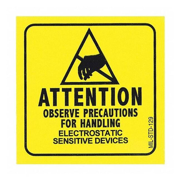 Scs Label,Black/Yellow,2in.H x 2in.W,Self-Ad,PK500 129LABEL