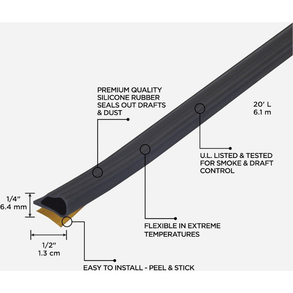 M-D Building Products 20 Ft. Black Silicone Gasket Seal for Doors and Windows 68668 107799