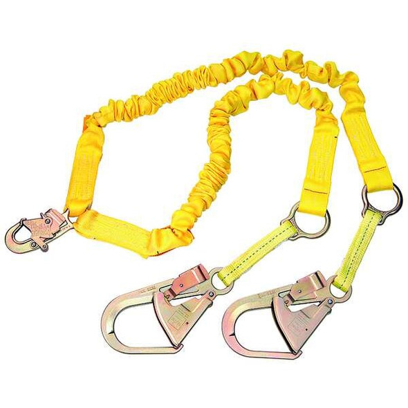 ShockWave(TM)2 Shock Absorbing Lanyard, 6 ft. Length, Snap Hook, Steel, 2 Leg(s)