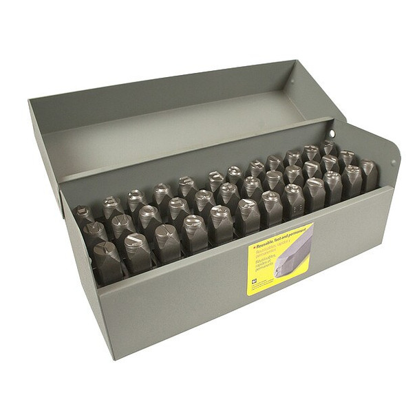 C.H. Hanson Letter and Number Set,1/8 In. H,Steel 26185