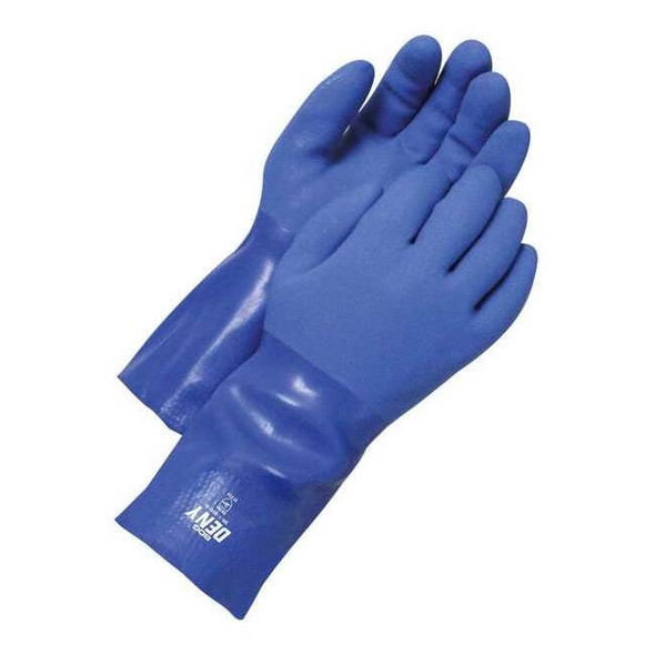 DENY(R) Chemical Resistant Gloves, PVC, 12 in L, 65 mil, Blue, L, 1 PR