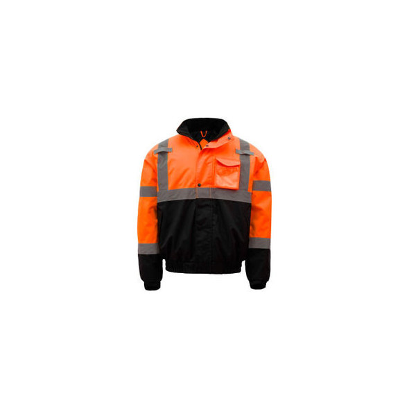 GSS Safety 8002 Class 3 Waterproof Quilt-Lined Bomber Jacket Orange/Black Large