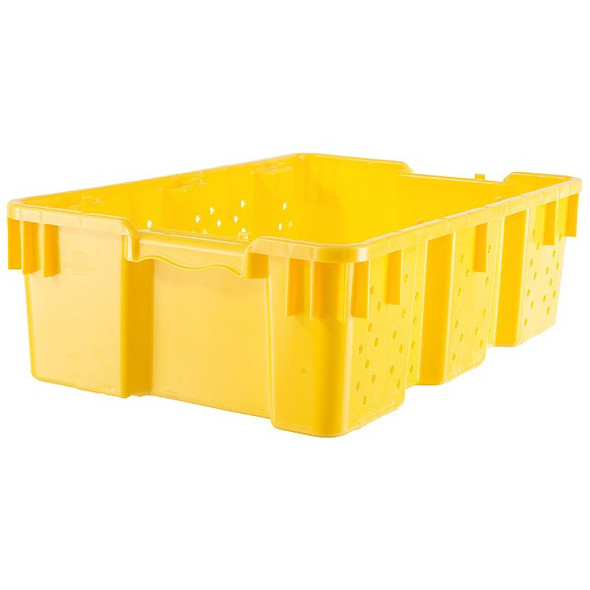 Hang & Stack Storage Bin, Plastic, Yellow, 7 1/4 in H, 16 in W, 24 in L
