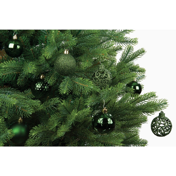 Decoris 2.4 In. Shatterproof Pine Green Bauble Christmas Ornament (37-Pack) 9976510 906744