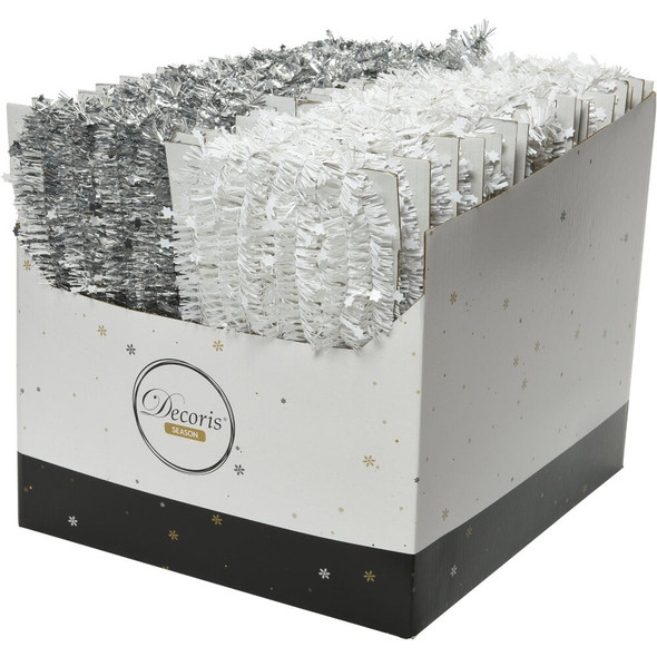 Decoris 10 Ft. Gray & White Tinsel Garland 9401790 950114