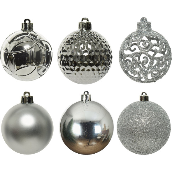 Decoris 2.4 In. Shatterproof Silver Bauble Christmas Ornament (37-Pack) 9976514 905228