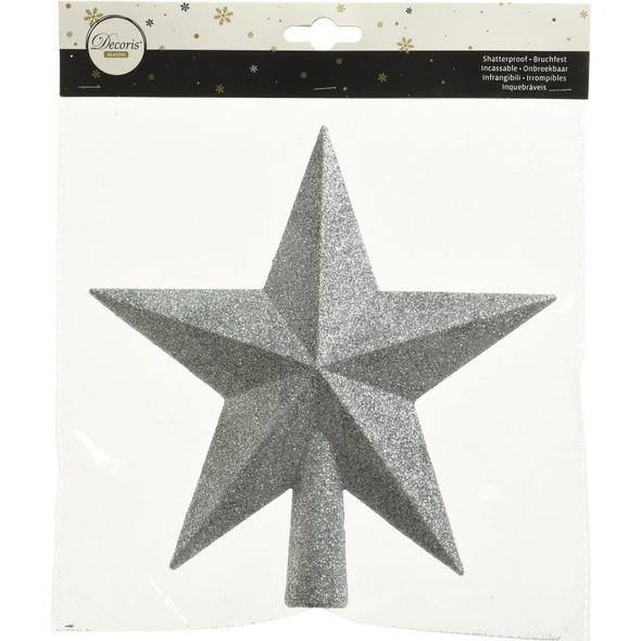 Decoris Silver 7.5 In. Shatterproof Star Christmas Tree Topper 9029541 920279