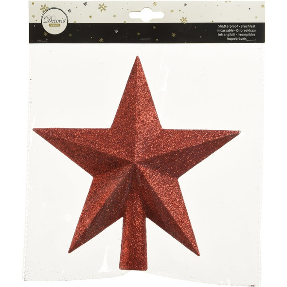 Decoris Christmas Red 7.5 In. Shatterproof Star Christmas Tree Topper 9029542 924815