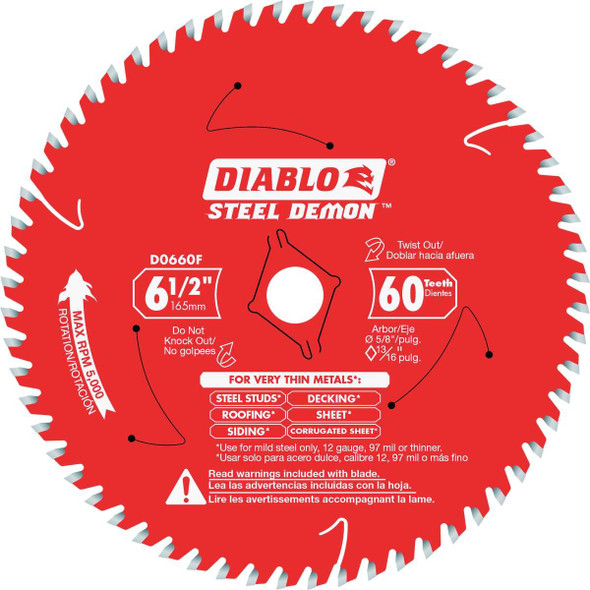 Diablo Steel Demon 6-1/2 in. 60-Tooth Thin Metal Circular Saw Blade Pack of 5