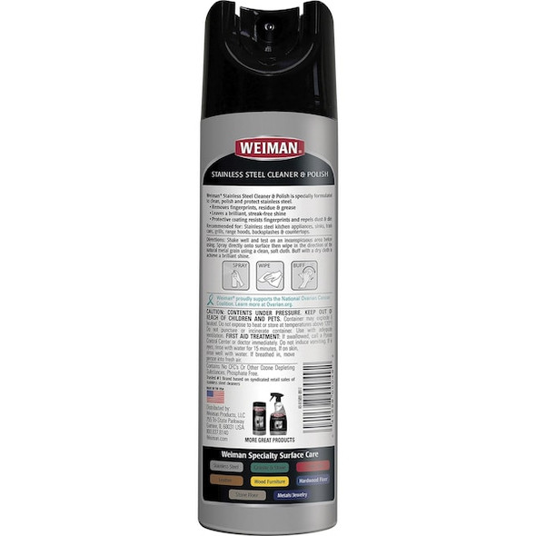 Weiman Cleaner,Aerosol,17 oz.,For Use On SS 49
