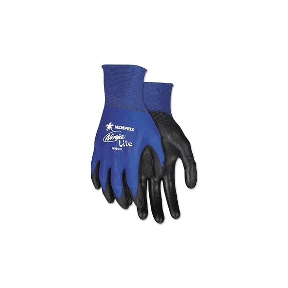 Ninja® Lite N9696 18-ga Nylon PU Coated Gloves, X-Large, Black/Blue