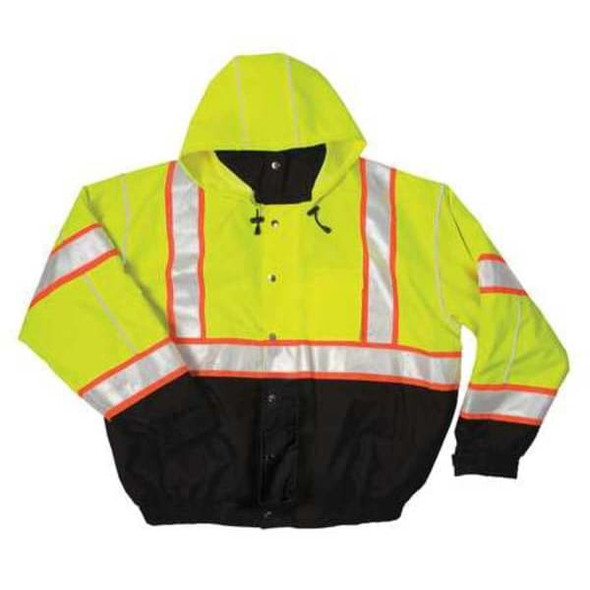 Kishigo Bomber Jacket,Hi-Vis,Lime,4XL JS119-4X Kishigo Bomber Jacket,Hi-Vis,Lime,4XL JS119-4X