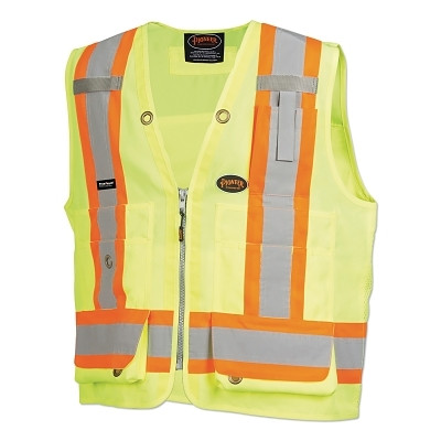 6692AU/6693AU HV Woven 150D Multi-Pocket Surveyor Vest, 2X-Large, Green