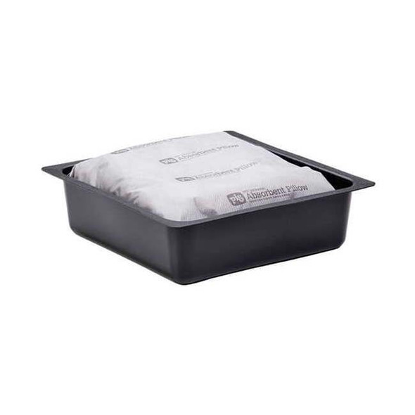 Pig Absorbent Pillow In Pan, 12 gal, Universal, Black/Gray PAN201