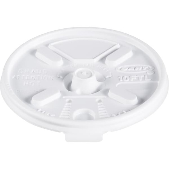 Dart Disp Hot Cup Lid,10  oz,White,PK1000 10FTL Dart Disp Hot Cup Lid,10  oz,White,PK1000 10FTL