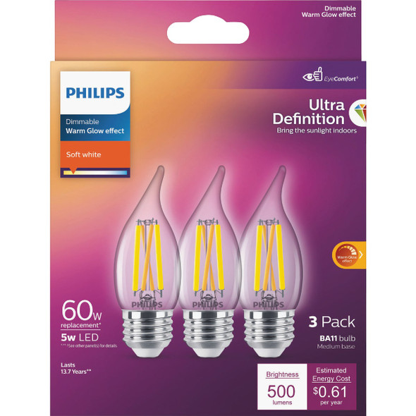 Philips 3pk 60w Ba11 Wg Led Bulb 566695 543279