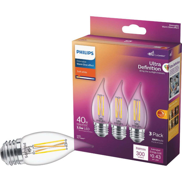 Philips 3pk 40w Ba11 Wg Led Bulb 566679