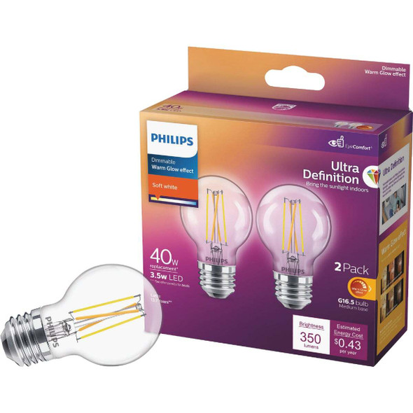 Philips 2pk 40w G16.5wg Led Bulb 573295