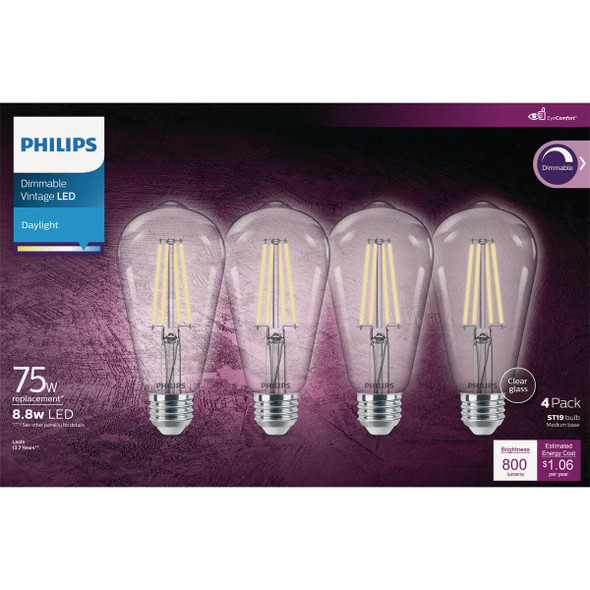 Philips Vintage 75W Equivalent Daylight ST19 Medium LED Decorative Light Bulb (4-Pack) Philips Vintage 75W Equivalent Daylight ST19 Medium LED Decorative Light Bulb (4-Pack)