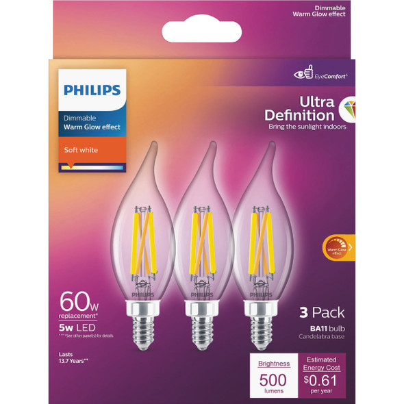 Philips 3pk 60w Ba11 Wg Led Bulb 566687 537801