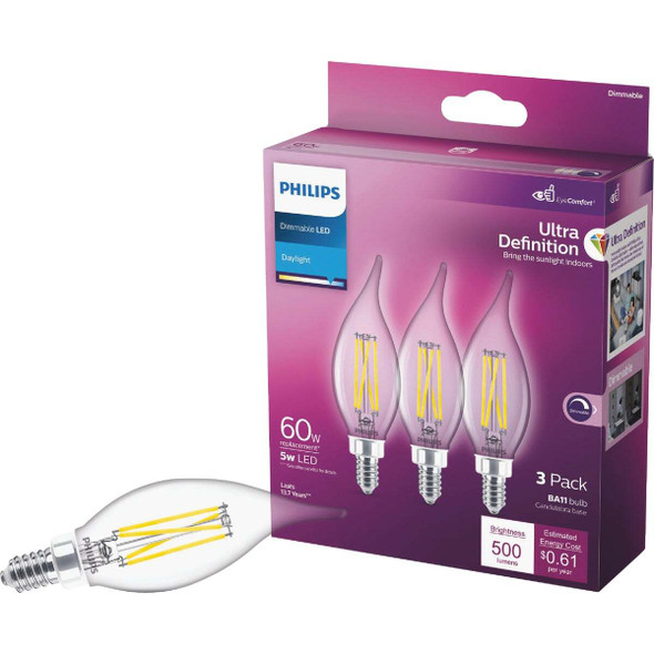 Philips 3pk 60w Ba11 Dl Led Bulb 564898