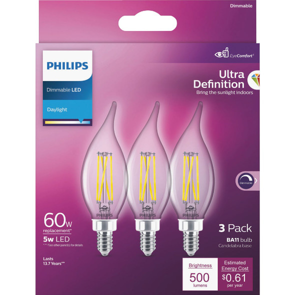 Philips 3pk 60w Ba11 Dl Led Bulb 564898 537988
