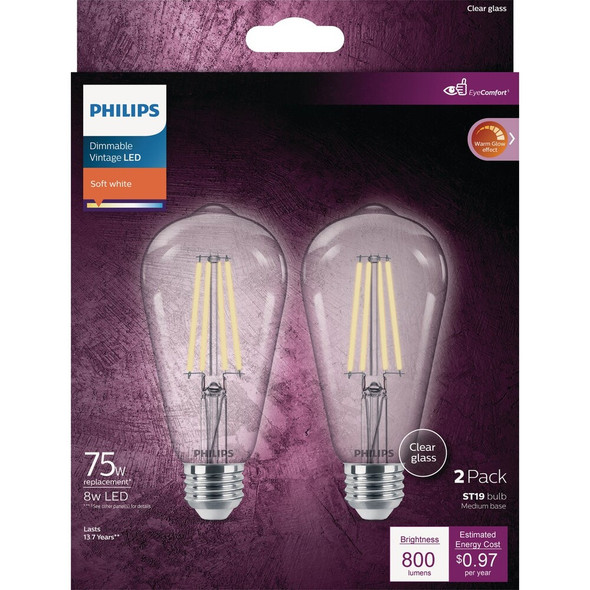 Philips 2pk 75w St19wg Led Bulb 574004 514694