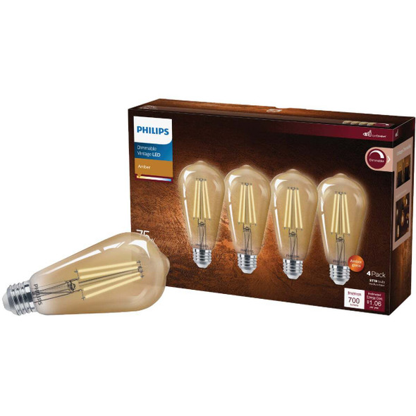 Philips 4pk 75w St19amb Led Bulb 573971