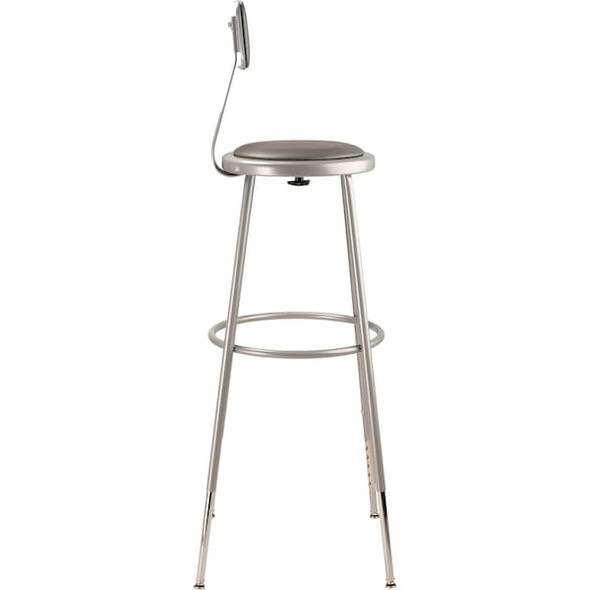 National Public Seating Round Stool with Backrest, Height 31" to 39"Gray 6430HB