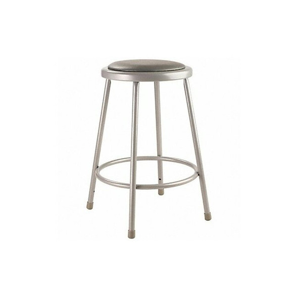 National Public Seating Round Stool, Height Range 24", Vinyl Gray 6424