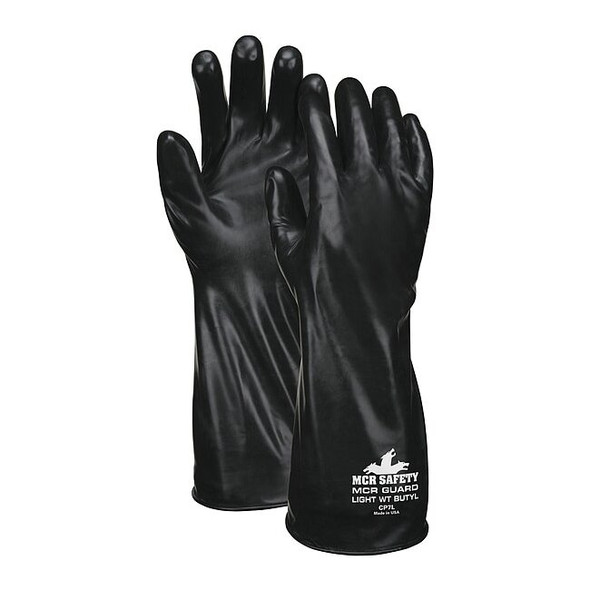 CP7 Chemical Resistant Gloves, Butyl, 14 in L, 7 mil, Black, M, 1 PR