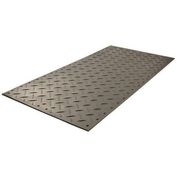 Ground Protection Mat, 1/2 in Thickness, High Density Polyethylene, Black