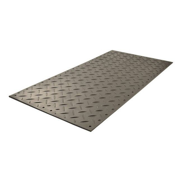 Ground Protection Mat, 1/2 in Thickness, High Density Polyethylene, Black