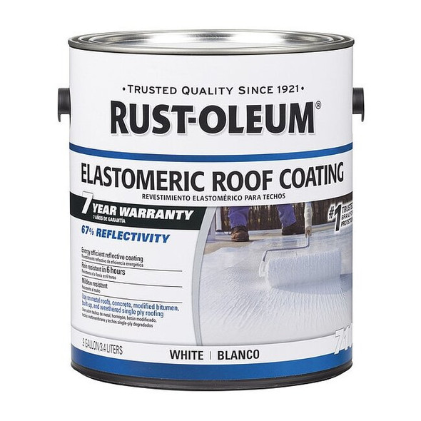 Rust-Oleum Elastomeric Roof Coating, 0.9 gal., White, Dry Time: 6 hr 301904
