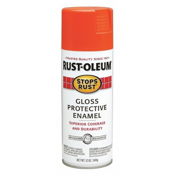 Rust-Oleum Spray Paint, Orange, Gloss, Solvent, 12 oz 214084